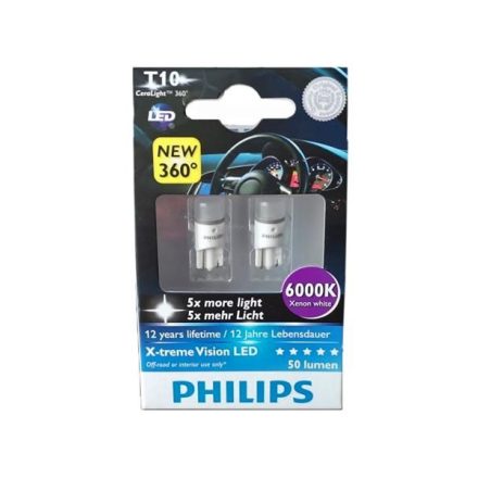 Philips X-treme Vision izzó 6000K W5W 12V | 2 db