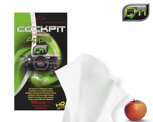 Q11 | műszerfalápló & tisztító kendő | alma illat | fényes hatás | 30 db