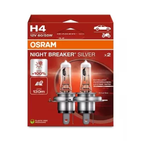   Izzó H4 12V 60/55 Night Breaker Silver +100% (2db) – OSRAM