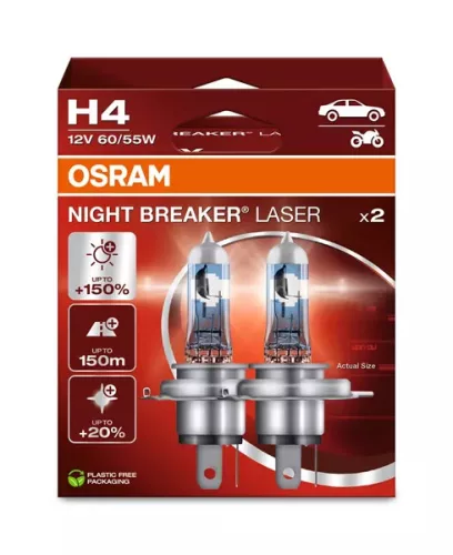 Izzó H4 12V 60/55 Night Breaker Laser +150% (2db) – OSRAM