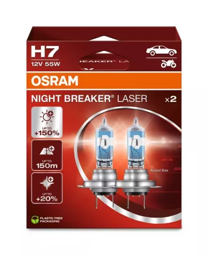 Izzó 12V H7 55W Night Breaker Laser +150% (2db) – OSRAM