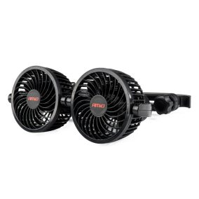   Ventilátor 12V szivargyújtós 2x10 cm (4") átmérőjű állítható rotorral, fejtámlára – AMIO