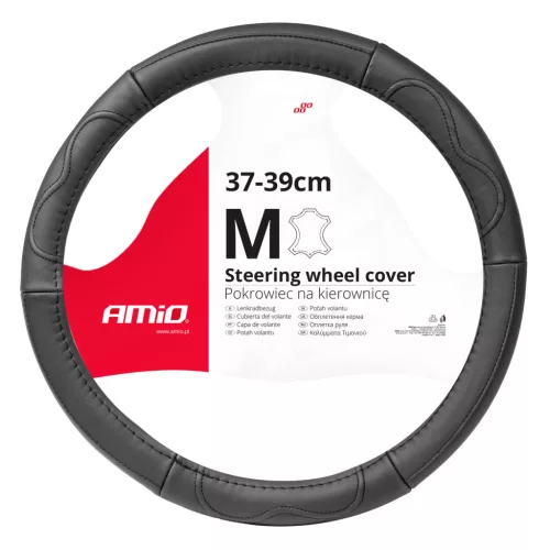 Kormányvédő M Ø 37–39 cm fekete bőr – AMIO