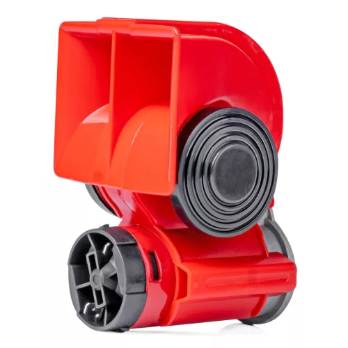 Autó kürt, 12V piros, két tónusú, kompresszorral – AMIO