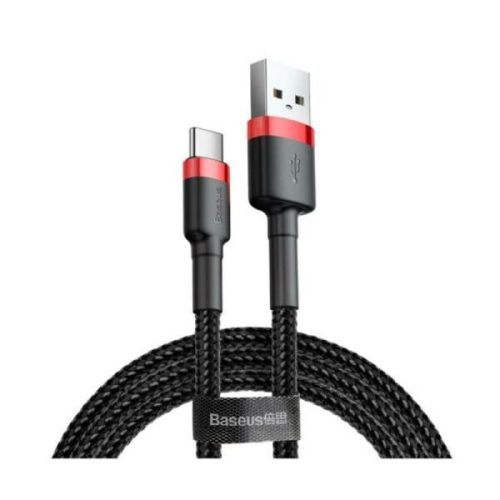 Baseus töltő- és adatkábel USB/USB-C piros-fekete 3A 1m