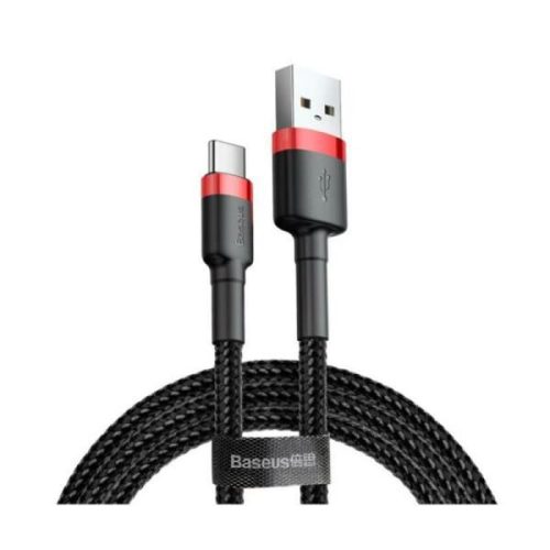 Baseus töltő- és adatkábel USB/USB-C piros-fekete 3A 1 m – Baseus