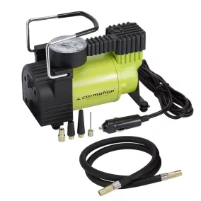   Autós légkompresszor 12V, 7 BAR, 30L/perc, analóg nyomásmérő, 4 adapter – Carmotion 