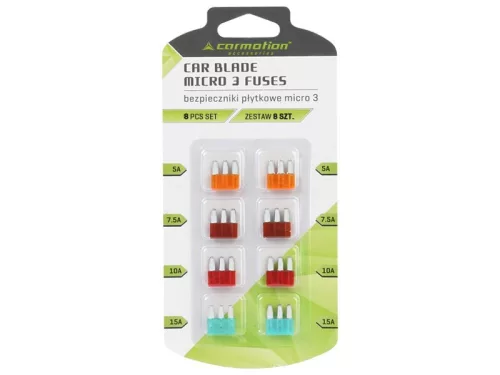 Biztosíték készlet Micro3 késes, 8 db – Carmotion 