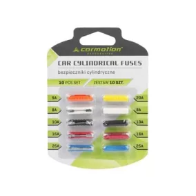 Biztosíték készlet hengeres műanyag, 10 db – Carmotion
