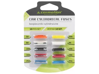 Biztosíték készlet hengeres műanyag, 10 db – Carmotion