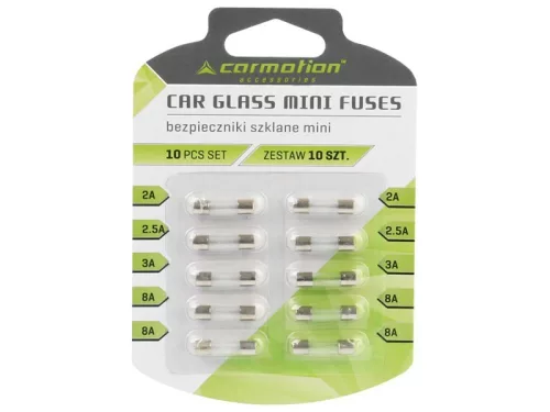 Biztosíték készlet üveg, 20 mm, 10 db – Carmotion