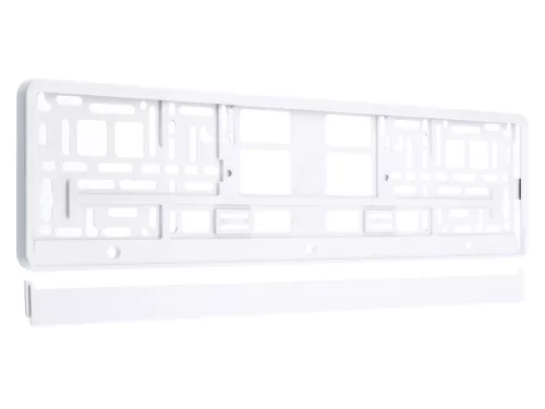Fém rendszámtábla keret, fehér – Carmotion