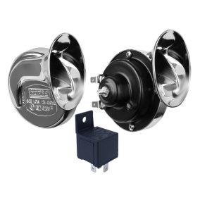   Kürt, duda, harsona csiga 2 db + relé, krómozott, 12V | Carmotion