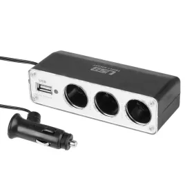   Szivargyújtó elosztó, hármas 12 / 24V, USB aljzat 500 mA – Carmotion