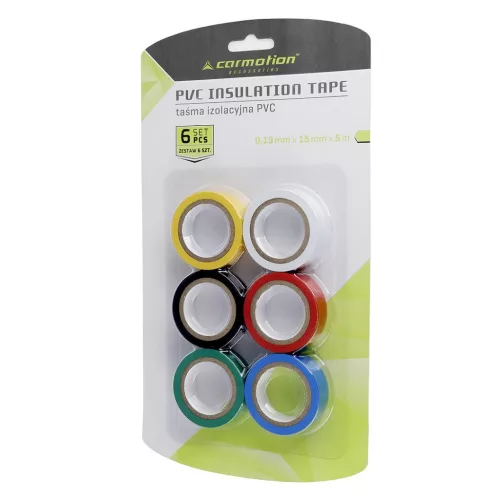 PVC szigetelőszalagok 0,13 mm × 15 mm × 5 m, színes, 6 db – Carmotion