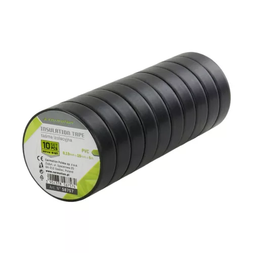 PVC szigetelőszalagok 0,13 mm × 15 mm × 5 m, fekete, 10 db – Carmotion