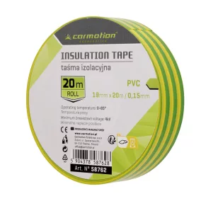   PVC szigetelőszalag 0,15 mm × 19 mm × 20 m, zöld-sárga, 1 db – Carmotion