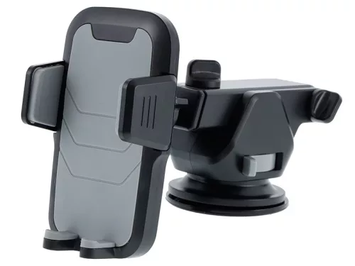Telefontartó szélvédőre, műszerfalra fekete, tapadókorongos rögzítés, teleszkópos szár – Carmotion 
