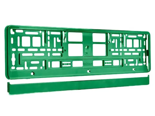 Fém rendszámtábla keret, zöld – Carmotion 