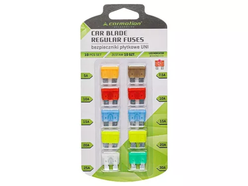 Biztosíték készlet UNI késes biztosítékok LED kijelzővel, 10 db – Carmotion 