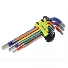   Imbuszkulcs készlet 1,5–10 mm (230 mm), 9 db, színes, S2 acél - Carmotion