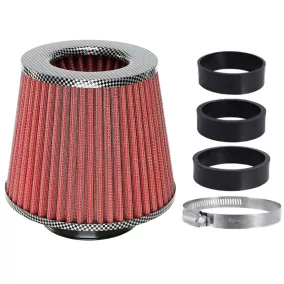   Sport levegőszűrő kúpos piros-karbon 155x130x120 mm, 60, 63, 70 mm adapterrel - Carmotion 