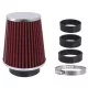 Sport levegőszűrő kúpos piros/króm 120x130x90 mm, adapterek: 60, 63, 70 mm – Carmotion 