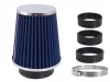 Sport légszűrő, kúpos 120x130x90 mm, kék/króm, adapterek: 60, 63, 70 mm– Carmotion 