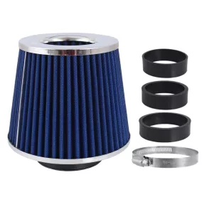   Sport légszűrő, kúpos 155x130x120 mm, kék/króm, adapterek: 60, 63, 70 mm– Carmotion 