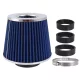Sport légszűrő, kúpos 155x130x120 mm, kék/króm, adapterek: 60, 63, 70 mm– Carmotion 