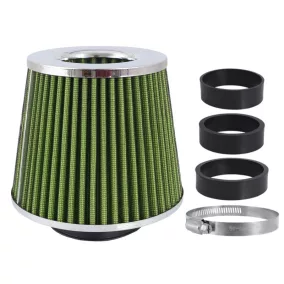   Sport légszűrő, kúpos 155x130x120 mm, lime zöld/króm, adapterek: 60, 63, 70 mm– Carmotion 