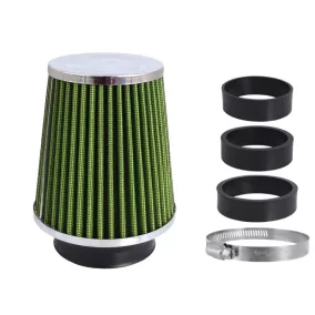   Sport légszűrő, kúpos 120x130x90 mm, lime zöld/króm, adapterek: 60, 63, 70 mm– Carmotion 