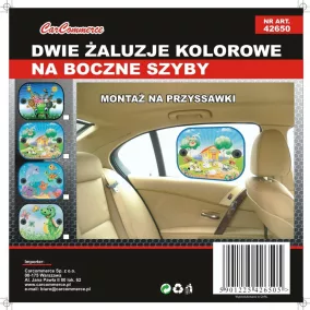   Napvédő oldalablakra, színes mintával gyerekeknek, 2 db tapadókorongos 40x46 cm – CarCommerce