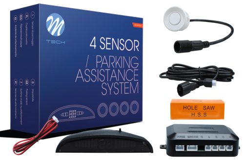 Tolatóradar készlet 4 fehér szenzorral, kijelzővel – M-TECH 