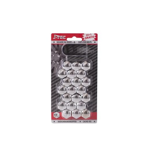 Kerékanya kupak - kerékcsavar kupak krómozott 17 mm 21 db (J-Tec)
