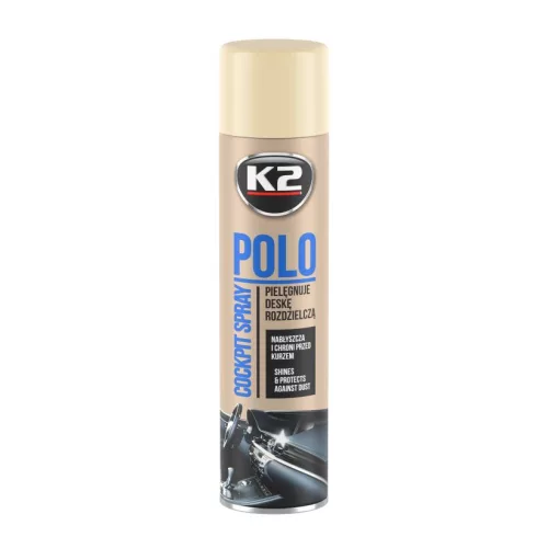 K2 POLO COCKPIT – Műszerfalápoló spray – vanilla illat, fényes hatás 600 ml