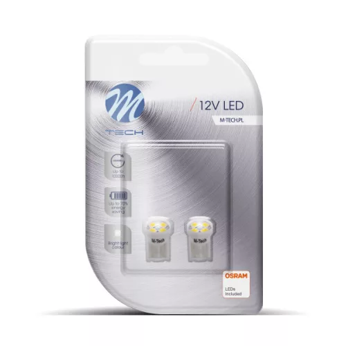 LED IZZÓ W5W 4-SMD 3528 (2db) fehér – M-TECH