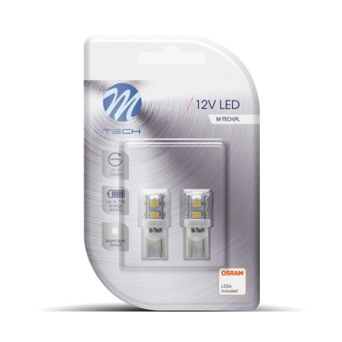 LED IZZÓ W5W 9-SMD 3528 2 DB FEHÉR – M-TECH