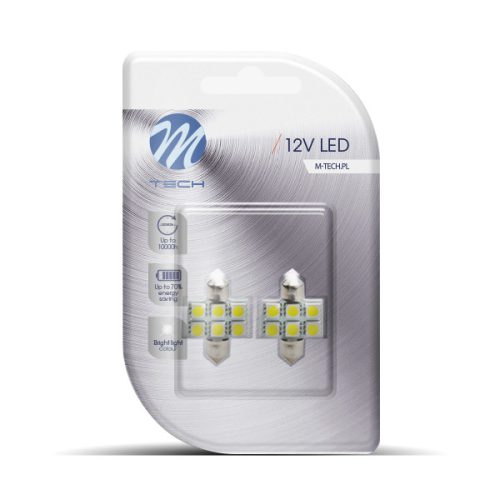 LED Izzó C5W 31 mm 6-SMD 5050 fehér (2db) – M-TECH