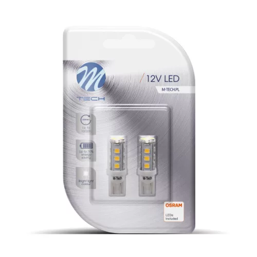 LED Izzó W5W 16-SMD 3528 (2db) fehér – M-TECH