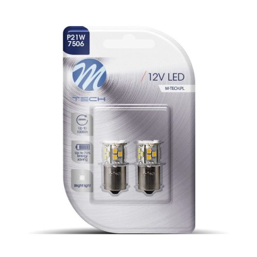 Izzó LED BA15S 21-SMD 2835  fehér(2db) – M-TECH