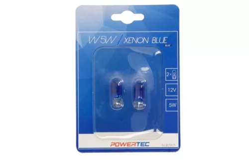 Izzó 12V W5W Powertec Xenon kék (2db) – M-TECH