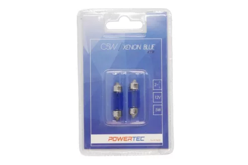 Izzó 12V/5W szofita 36mm - Powertec Xenon kék (2db) – M-TECH