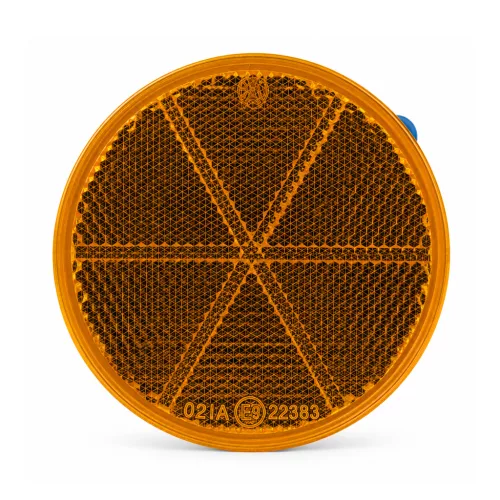Kerek öntapadós fényvisszaverő prizma, borostyánsárga, 80 mm – Bright Ride