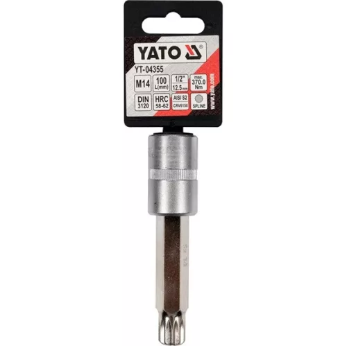 Dugókulcs fej 1/2 12szög Spline fejjel hosszú (100mm) M14 – YATO 04355