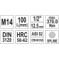   Dugókulcs fej 1/2 12szög Spline fejjel hosszú (100mm) M14 – YATO 04355
