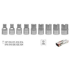 Dugókulcs fej készlet 1/2" 9db E-Torx rövid YATO 0521
