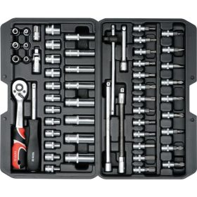   Dugókulcs racsnis szerszám készlet 56db-os 1/4" műanyag dobozban YATO 14501