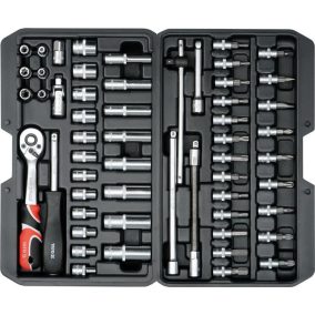  Dugókulcs racsnis szerszám készlet 56db-os 1/4" műanyag dobozban YATO 14501