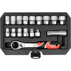   Nyitott / Spline dugókulcs készlet 17 részes – 3/8″ & 1/2″ hajtás YATO YT-38653